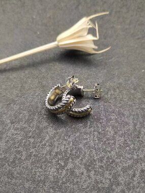 David Yurman silver and gold cable earrings